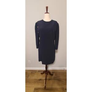 Alexander McQueen 2016 Black Military Button Accent Shift Dress sz 46 EU/ 12 US